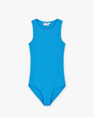 T-shirts - Blauw bodysuit met rib