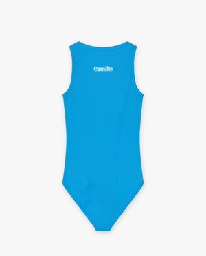 T-shirts - Blauw bodysuit met rib