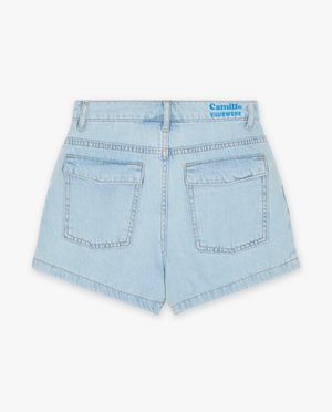Shorten - Jeansshort met strass-steentjes
