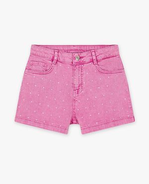 Shorten - Jeansshort met strass-steentjes