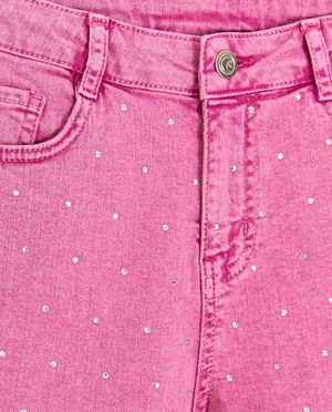 Shorten - Jeansshort met strass-steentjes