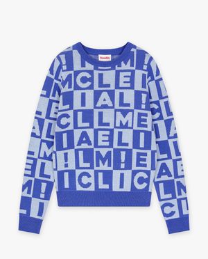 Truien - Blauwe trui met ruitpatroon, XS-XL