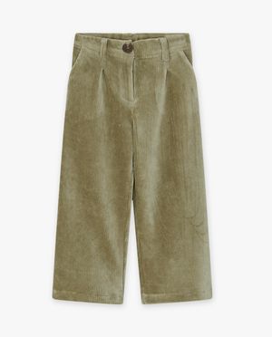 Pantalons - Pantalon vert en velours c&ocirc;tel&eacute;
