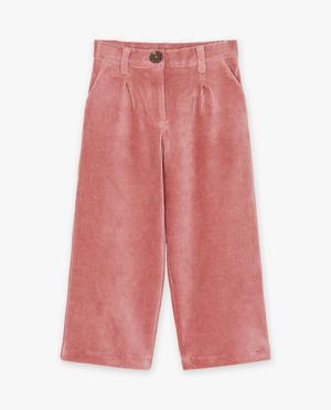 Pantalons - Pantalon vert en velours c&ocirc;tel&eacute;