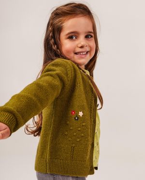 Cardigan - Donkergroene cardigan met reli&euml;f