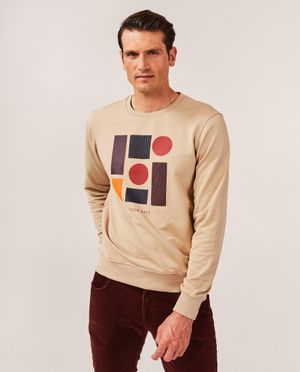 Sweaters - Beige sweater met reli&euml;fprint