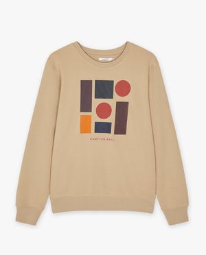 Sweaters - Beige sweater met reli&euml;fprint