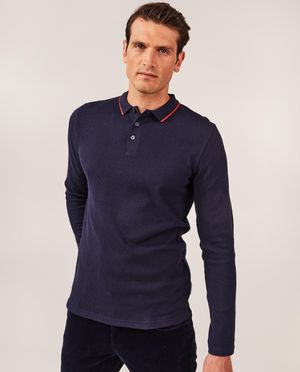 Polo's - Donkerblauwe polo met wafelpatroon