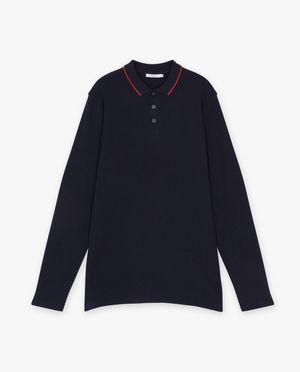 Polo's - Donkerblauwe polo met wafelpatroon