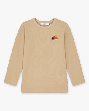 T-shirts - Longsleeve met wafelpatroon