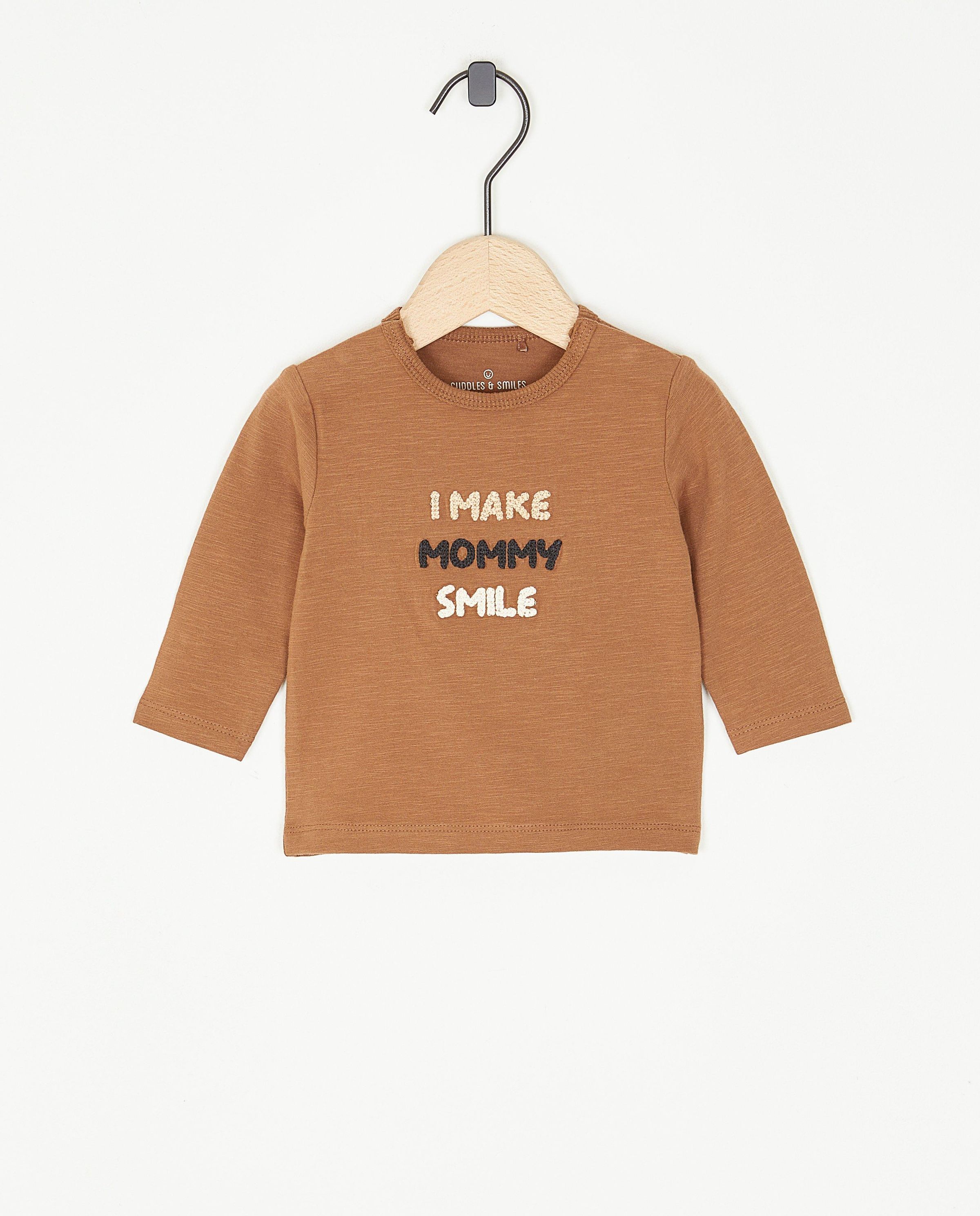 Bruine longsleeve met opschrift - Newborn 50-68