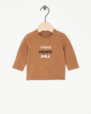Bruine longsleeve met opschrift - Newborn 50-68