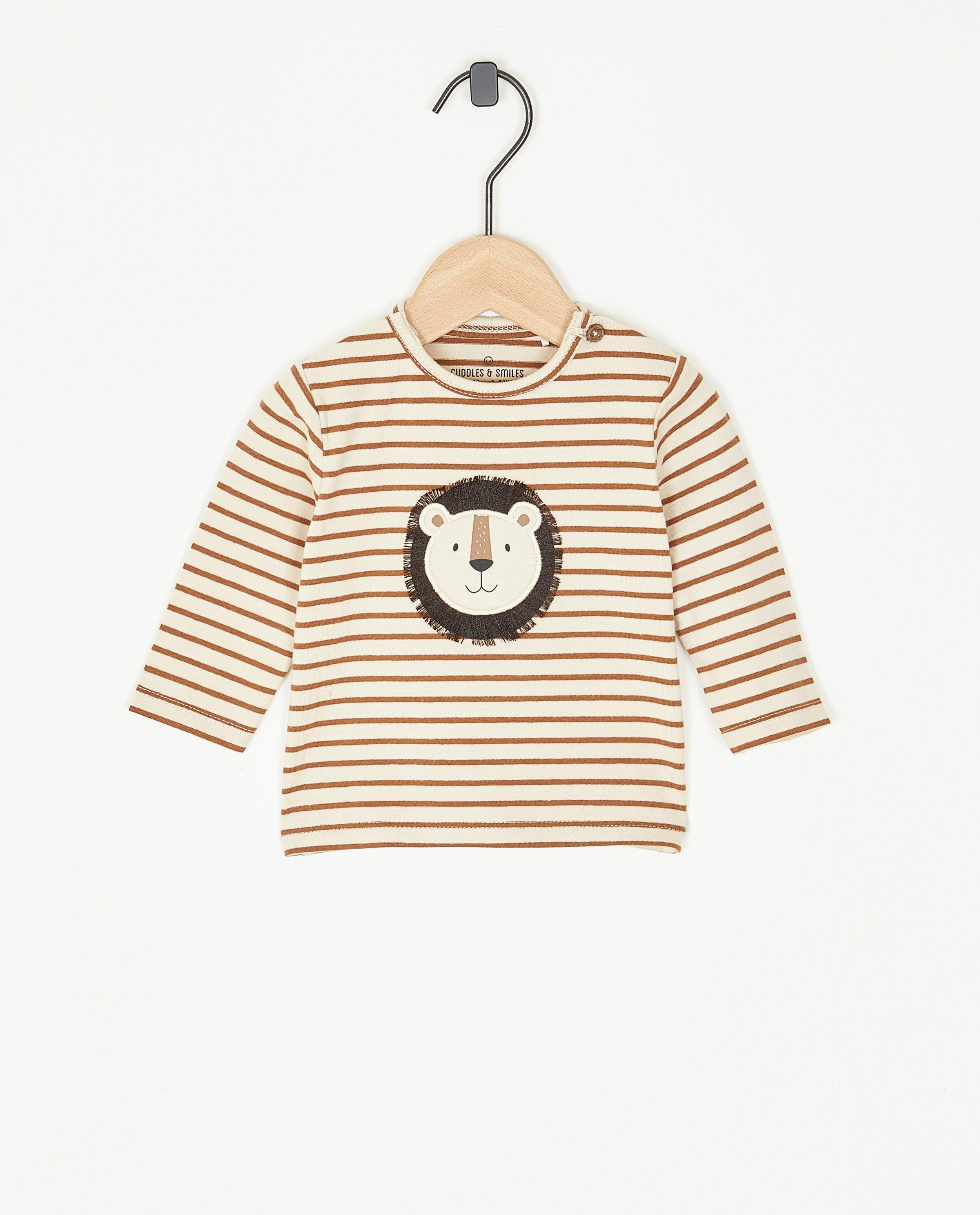 T-shirt &agrave; manches longues &agrave; imprim&eacute; de lion - Newborn 50-68