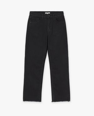 Jeans - Zwarte jeans, cropped flare fit
