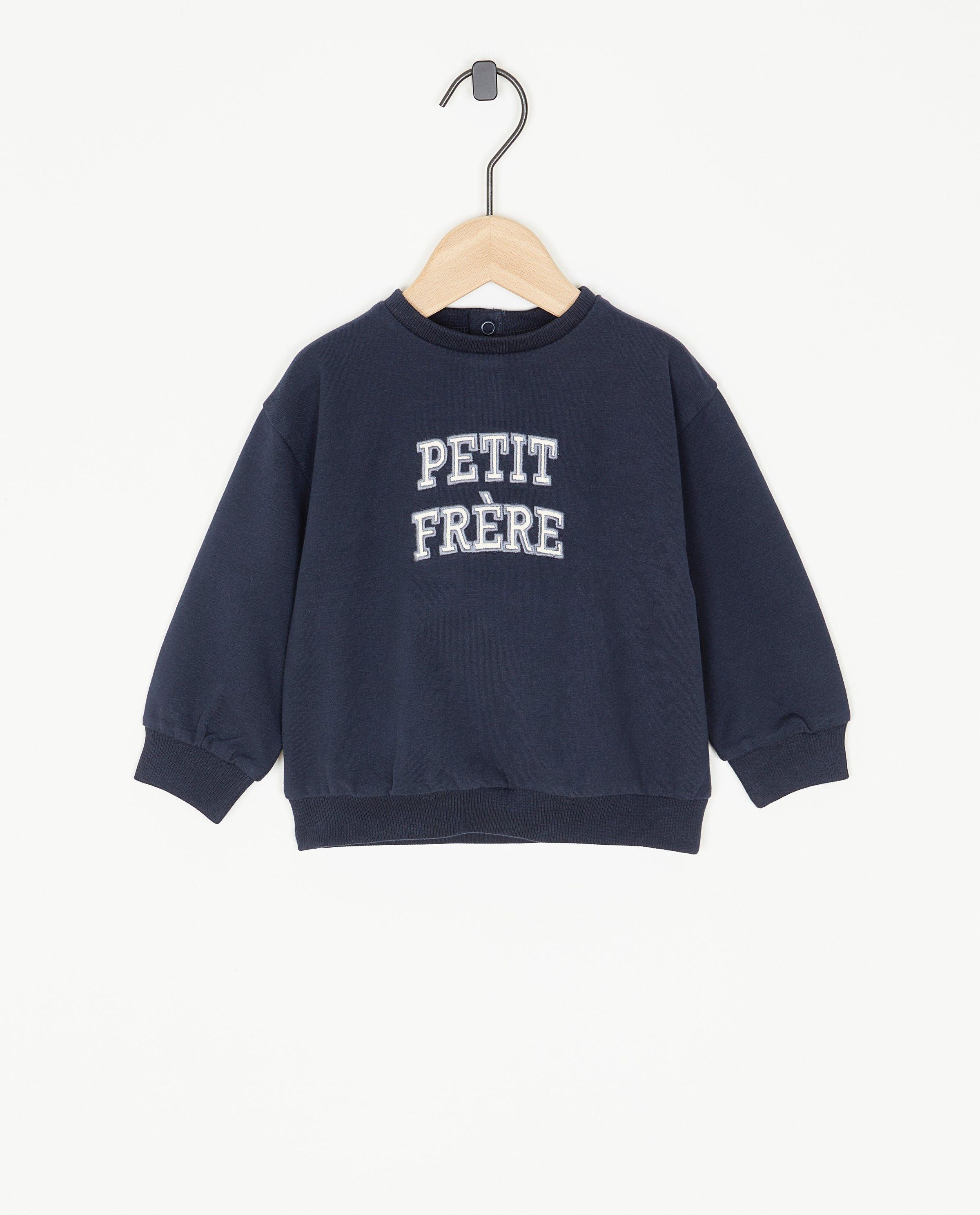 Sweat bleu fonc&eacute; Petit fr&egrave;re - Cuddles and Smiles
