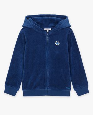Cardigans - Gilet bleu fonc&eacute; en velours c&ocirc;tel&eacute;