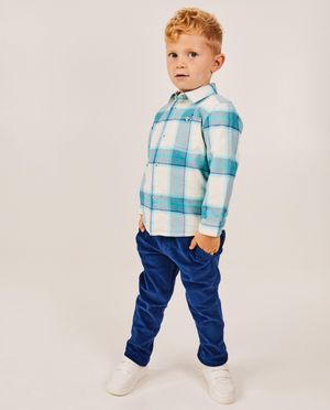 Pantalons - Pantalon bleu fonc&eacute; en velours c&ocirc;tel&eacute;
