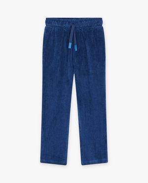 Pantalons - Pantalon bleu fonc&eacute; en velours c&ocirc;tel&eacute;