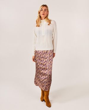 Jupes - Jupe fleurie en satin