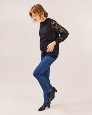 Jeans de grossesse bleu, coupe &agrave; pattes d&rsquo;&eacute;l&eacute;phant (flared) - Atelier Maman