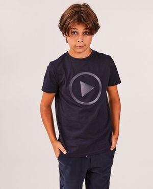 T-shirts - T-shirt bleu fonc&eacute; &agrave; imprim&eacute; en relief