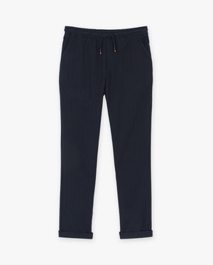 Broeken - Donkerblauwe broek met krijtstreep