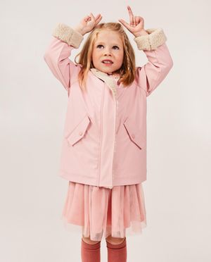 Poncho's en teddy's - Roze jas met teddy voering