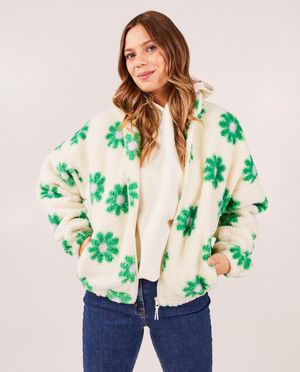 Cardigans - Gilet fleuri en peluche