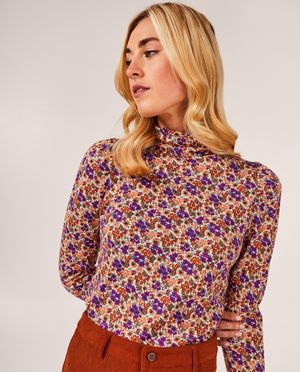 T-shirts - Pull &agrave; col roul&eacute; fleuri