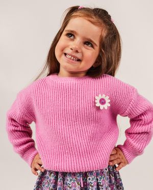 Truien - Roze trui met broche