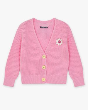 Cardigans - Cardigan rose avec une broche