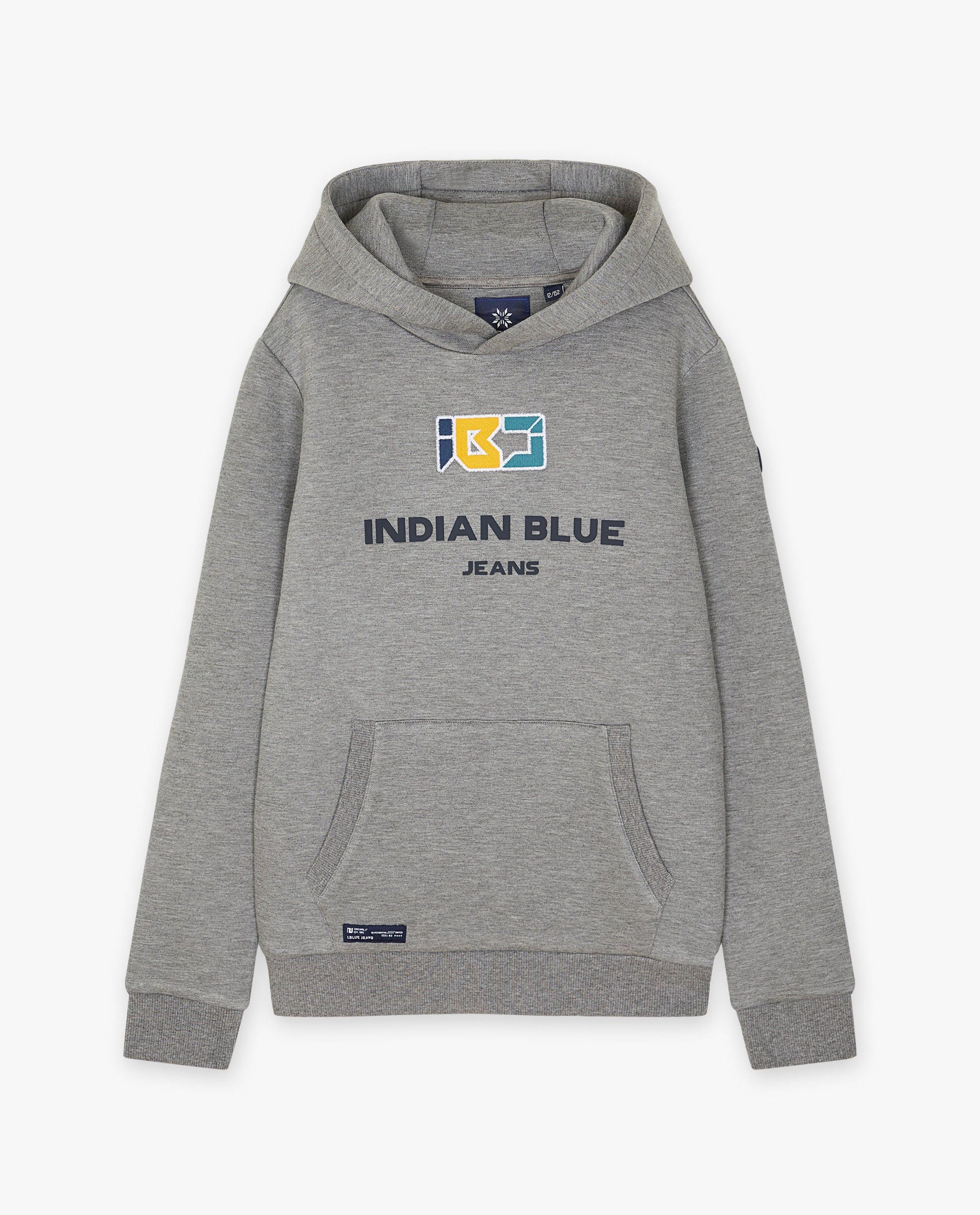 Grijze hoodie met opschrift - Indian Blue Jeans