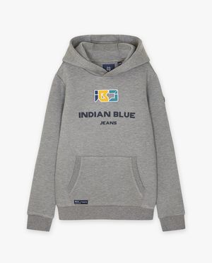 Grijze hoodie met opschrift - Indian Blue Jeans