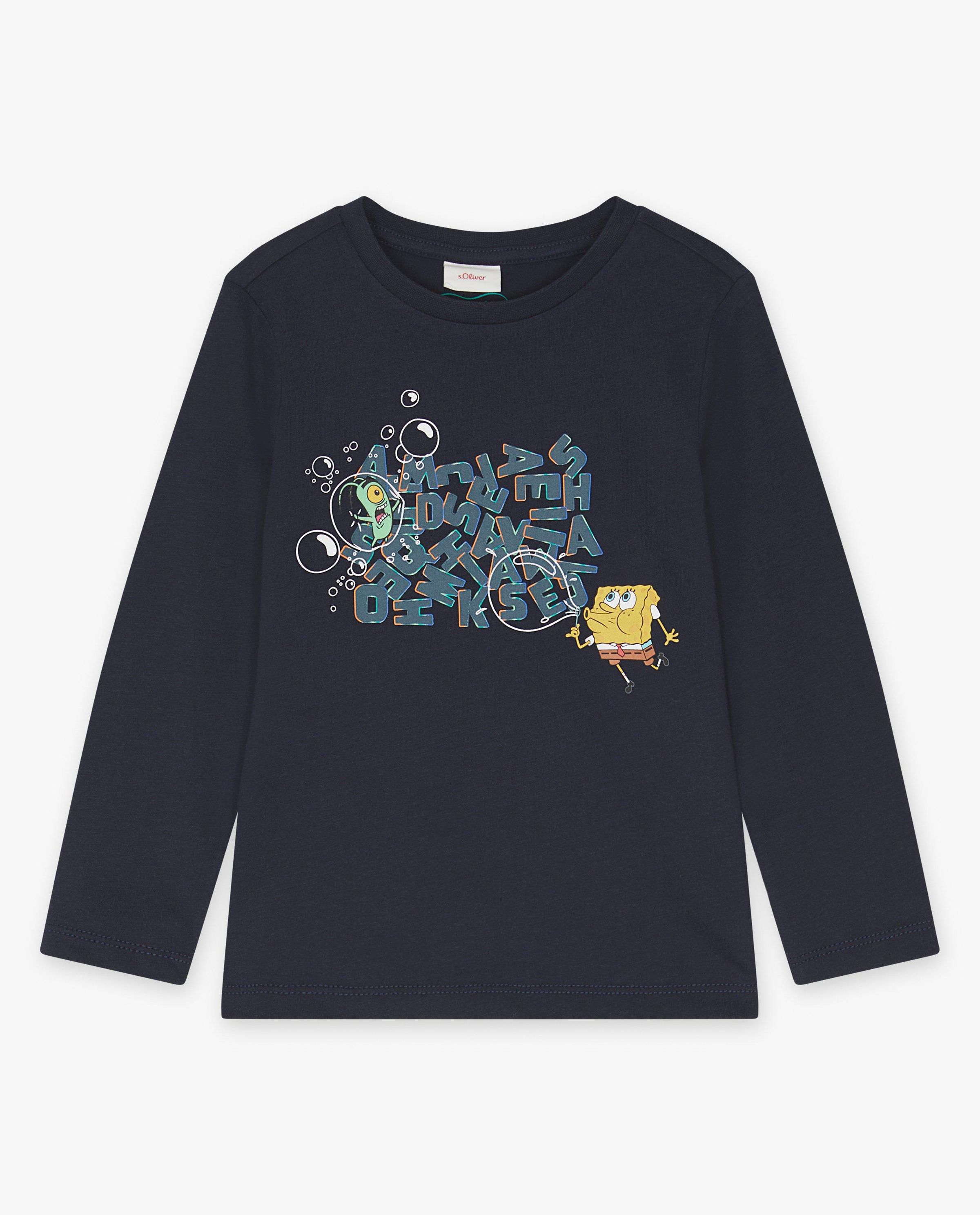 Donkerblauwe longsleeve Spongebob - S. Oliver