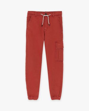 Jeans - Pantalon rouge, coupe cargo