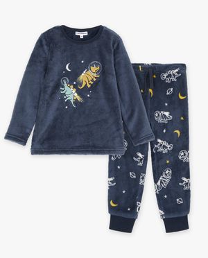 Pyjamas - Pyjama bleu fonc&eacute; &agrave; imprim&eacute; de dinos