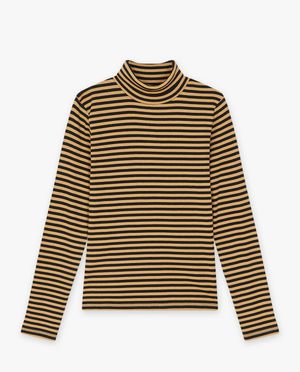 T-shirts - Pull c&ocirc;tel&eacute; ray&eacute; &agrave; col roul&eacute;