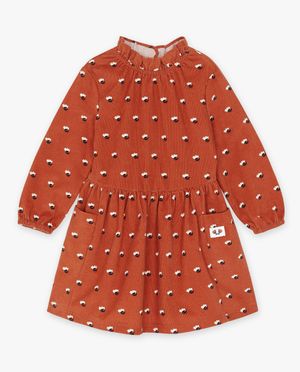 Robes - Robe en fin velours c&ocirc;tel&eacute;