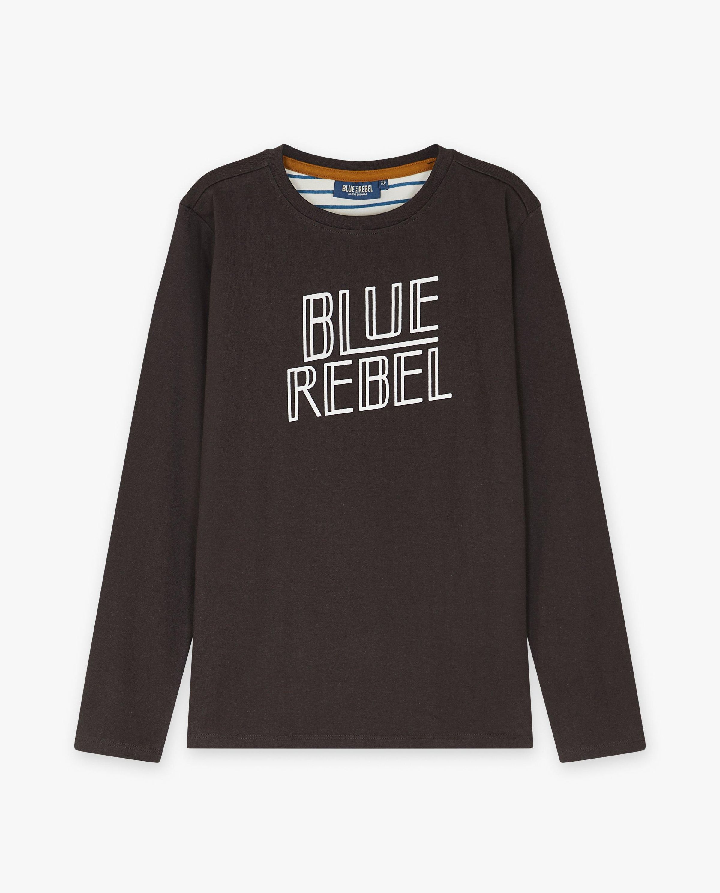Donkergrijze longsleeve met opschrift - Blue Rebel