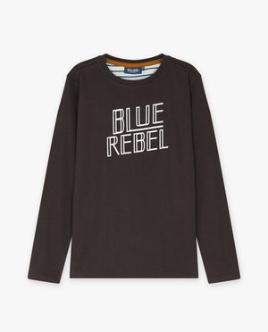Donkergrijze longsleeve met opschrift - Blue Rebel