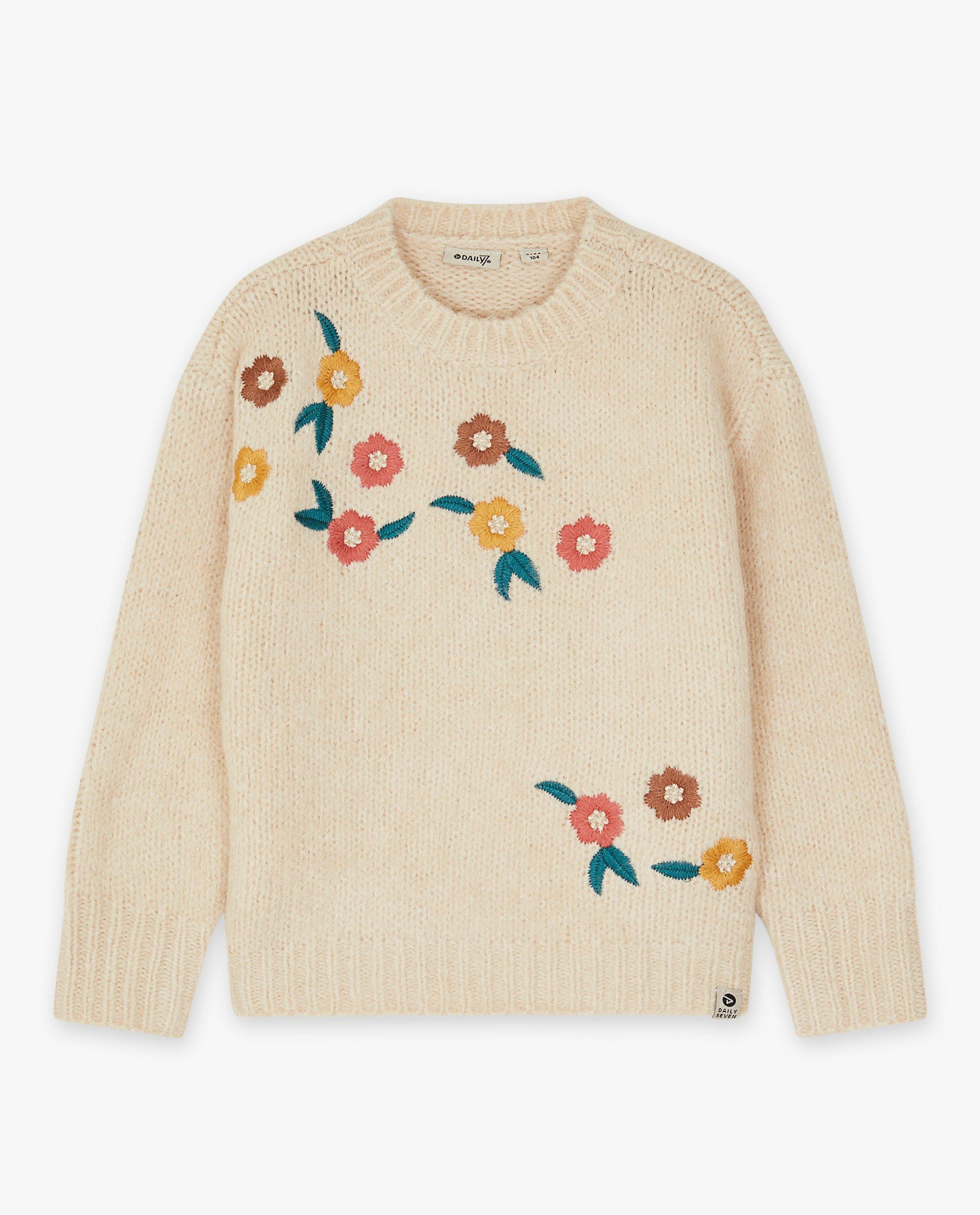 Trui met geborduurde bloemen - Daily 7