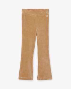Lichtbruine broek met rib, flared fit - Levv
