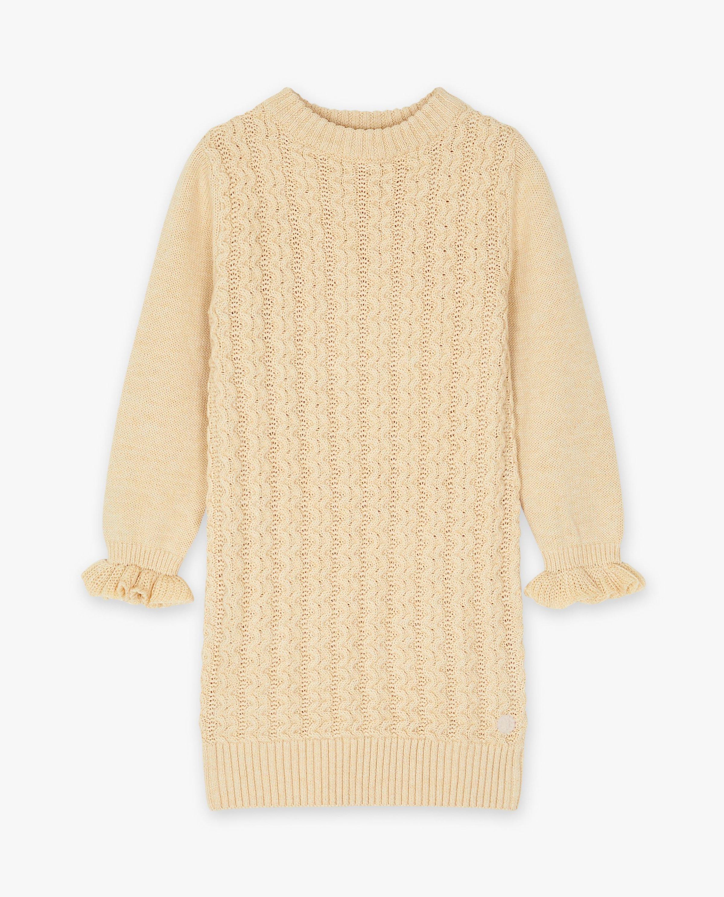 Beige jurk met gebreid patroon - Levv