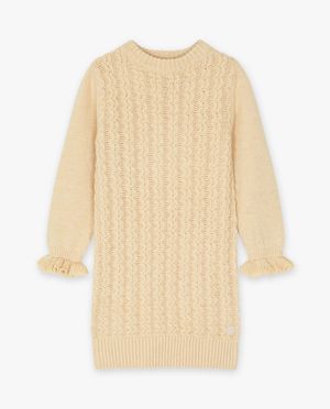 Beige jurk met gebreid patroon - Levv