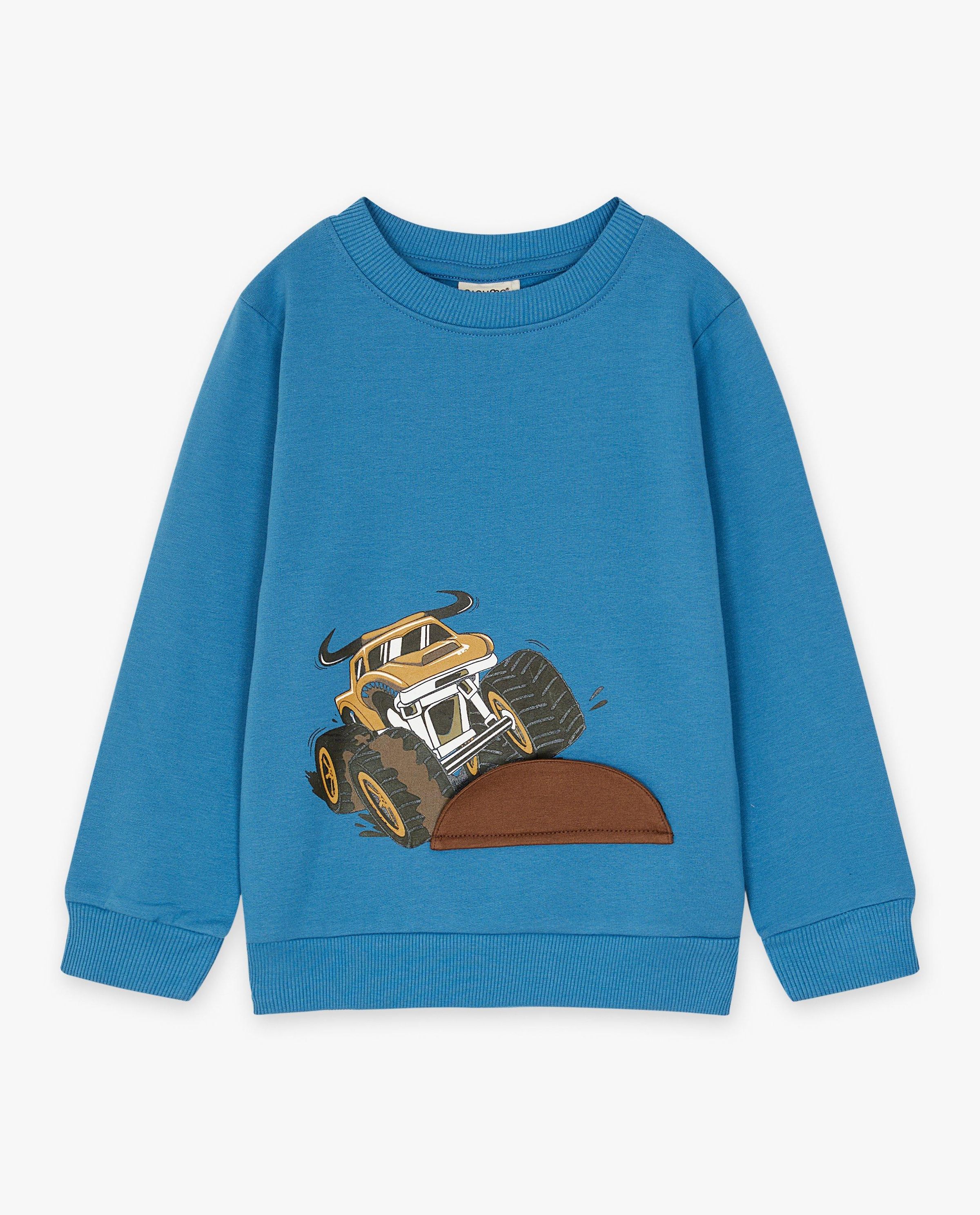 Blauwe sweater met print - Minymo
