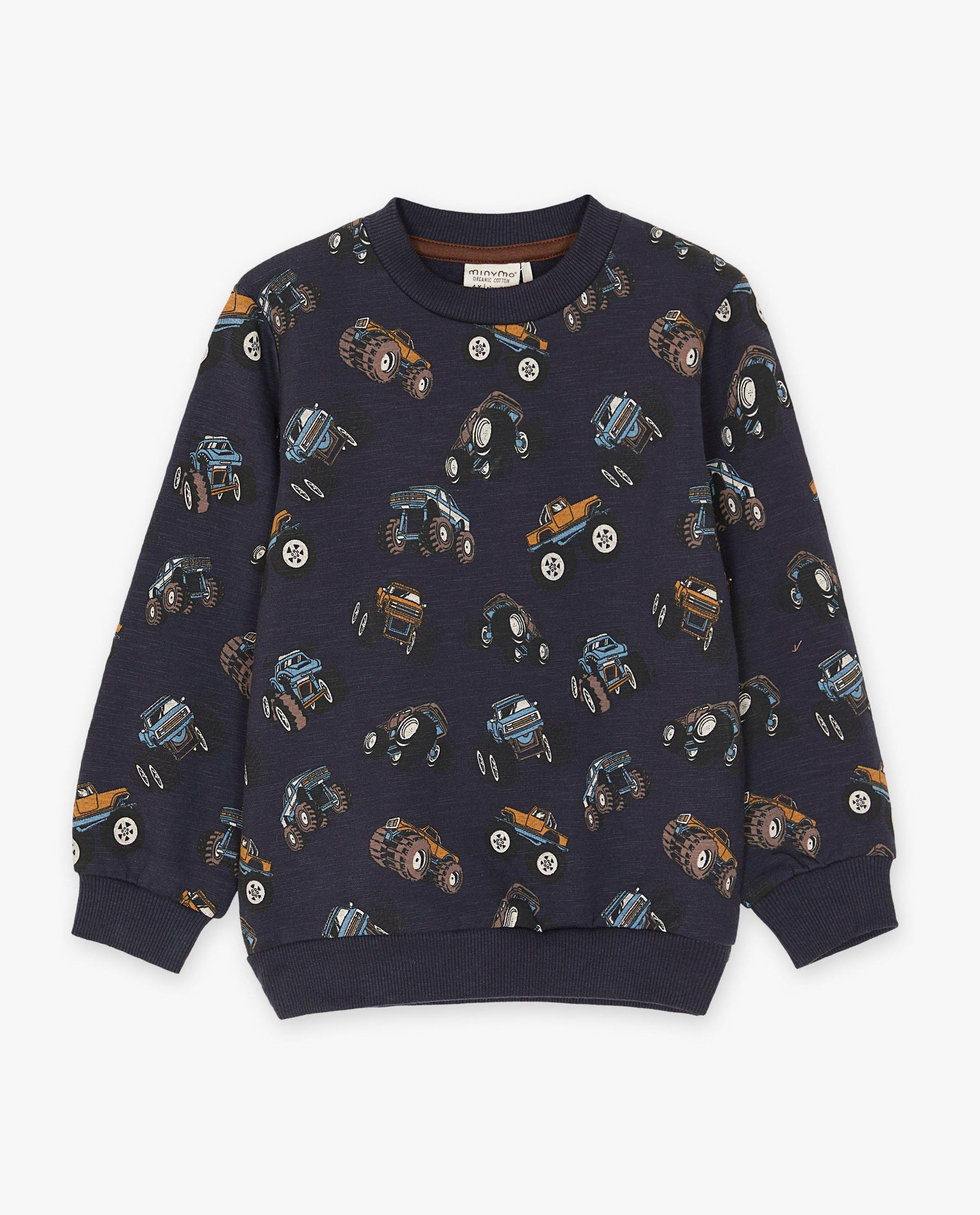 Donkerblauwe sweater met print - Minymo
