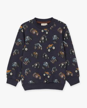Donkerblauwe sweater met print - Minymo