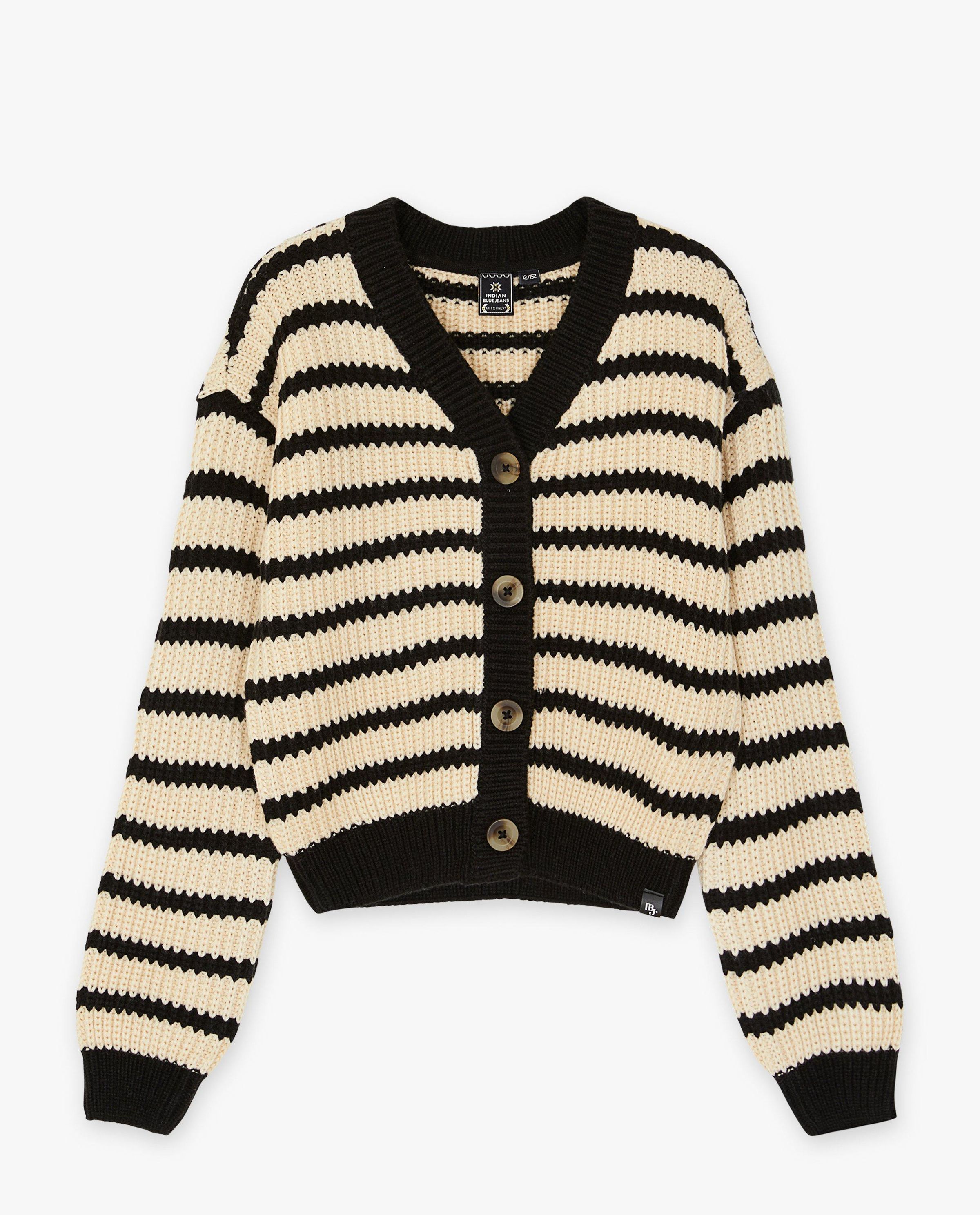 Gebreide cardigan met strepen - Indian Blue Jeans