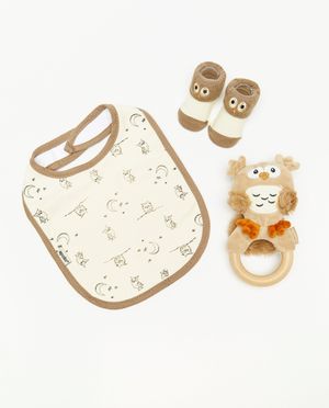 Cadeauset uil: rammelaar + kousen + slab - JBC