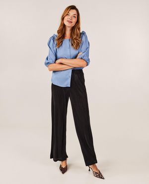 Broeken - Zwarte pliss&eacute;-broek